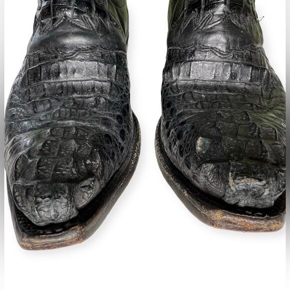 Lucchese Men’s Cowboy Boots Size 8.5 Black Good Condition Leather Crocodile - Picture 5 of 10
